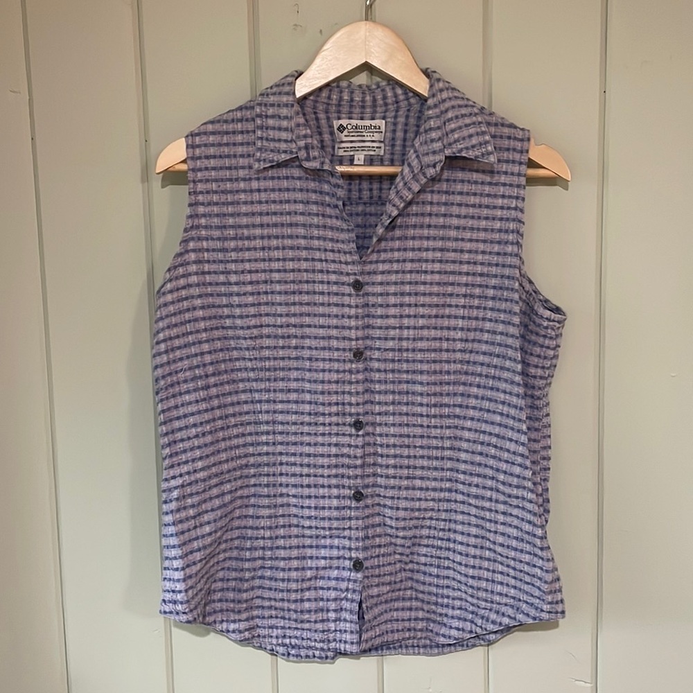 Columbia Women’s Button Up Blouse Vest 100% Cotton Large